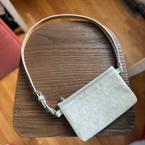 Michael Kors Extra Large Belt Bag~White With Silver Hardware